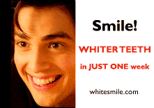 picture of a smiling boy, advert for teeth whitener