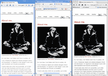 screenshot of the same webpage in IE8, Chrome for windows and for mac. The fonts are all rendered differently.